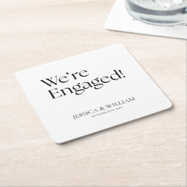 We zijn verloofd Minimalistische Verloving Feest Kartonnen Onderzetters