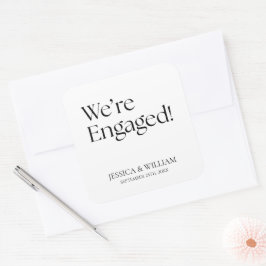 We zijn verloofd Minimalistische Verloving Feest Vierkante Sticker