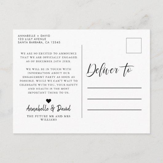 We zijn verloofd Moderne foto  aankondiging ansich (Achterkant)