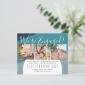We zijn verloofd! Moderne fotocollage uitnodiginge (Staand voorkant)