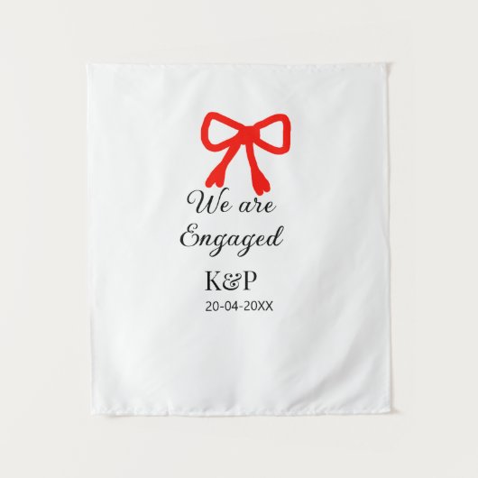 We zijn verloofd naam letter rode boog moderne tek wandkleed (Voorkant)