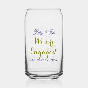 We zijn verloofd paarse gouden naam datum elegante blikvorm glas