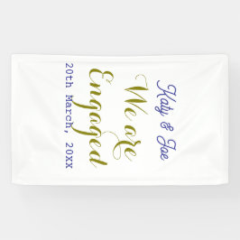 We zijn verloofd paarse gouden naam datum elegante spandoek