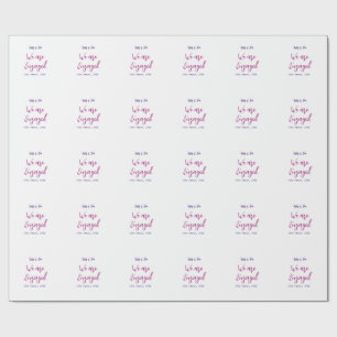 We zijn verloofd paarse roze naam datum elegant ee cadeaupapier