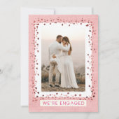 We zijn verloofd Pink Hearts Photo Engagement Part Kaart (Voorkant)