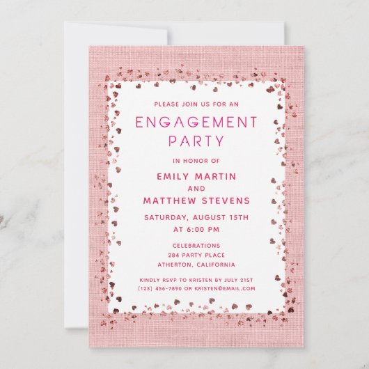 We zijn verloofd Pink Hearts Photo Engagement Part Kaart (Achterkant)