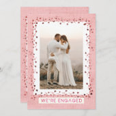 We zijn verloofd Pink Hearts Photo Engagement Part Kaart (Voorkant / Achterkant)