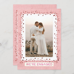 We zijn verloofd Pink Hearts Photo Engagement Part Kaart
