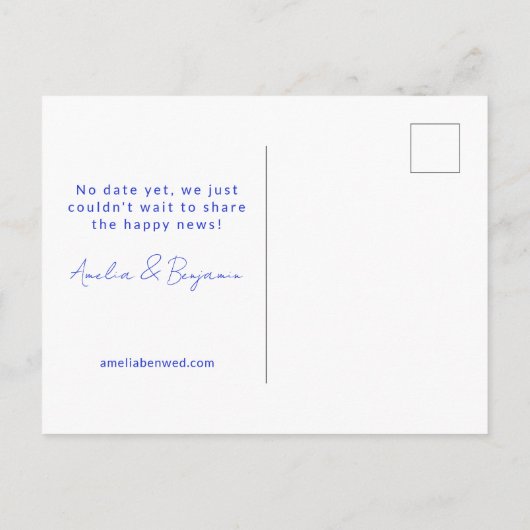 We zijn verloofd Retro Groovy speels uniek blauw Briefkaart (Achterkant)