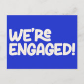 We zijn verloofd Retro Groovy speels uniek blauw Briefkaart (Voorkant)