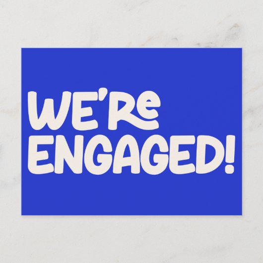 We zijn verloofd Retro Groovy speels uniek blauw Briefkaart (Voorkant)