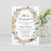 We zijn verloofd rozen bloemen feest uitnodiging (Staand voorkant)