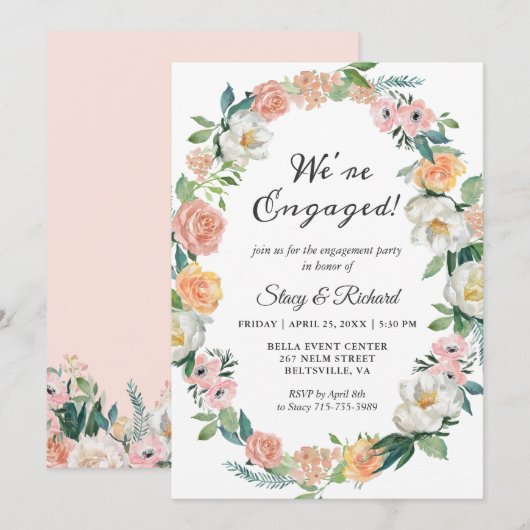We zijn verloofd rozen bloemen feest uitnodiging (Voorkant / Achterkant)