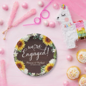 We zijn verloofd Rustieke Zonnebloemen Verloving F Papieren Bordje (Feest)