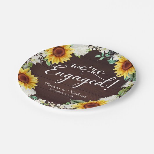We zijn verloofd Rustieke Zonnebloemen Verloving F Papieren Bordje (Gekanteld)