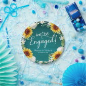 We zijn verloofd Rustieke Zonnebloemen Verlovingsf Papieren Bordje (Feest)