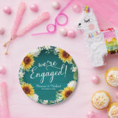 We zijn verloofd Rustieke Zonnebloemen Verlovingsf Papieren Bordje (Feest)