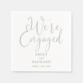 We zijn verloofd Sage Green Script Verloving Feest Servet