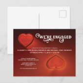 We zijn verloofd, twee harten rode feestuitnodigin uitnodiging briefkaart (Voorkant / Achterkant)
