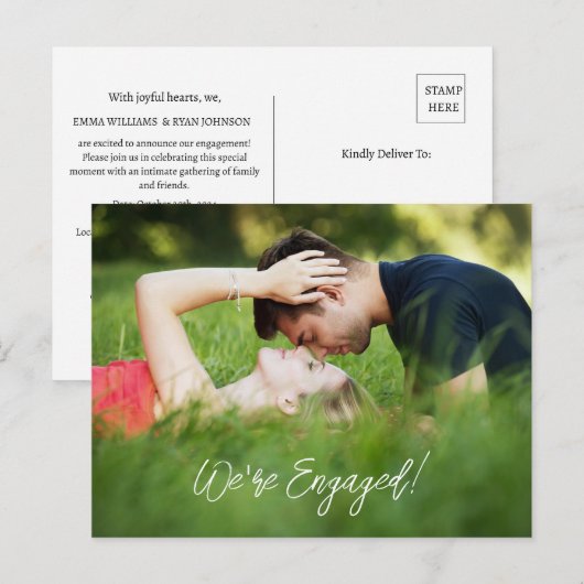 We zijn verloofd uitnodiging briefkaart (Voorkant / Achterkant)