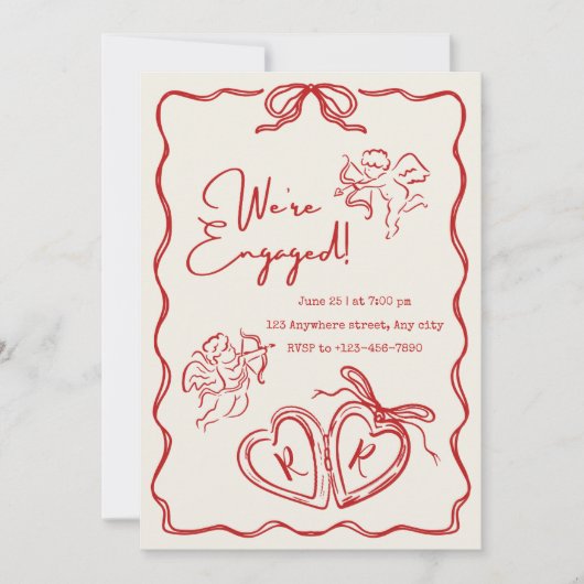 We zijn verloofd - Uitnodiging voor verlovingsfees (Voorkant)