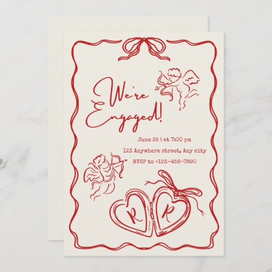 We zijn verloofd - Uitnodiging voor verlovingsfees (Voorkant / Achterkant)