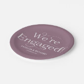 We zijn verloofd Verlovingsfeest Paars Papieren Bordje (Gekanteld)