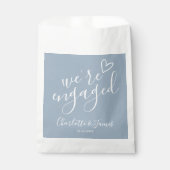 We zijn verloofd Verlovingsfeest Stofblauw Bedankzakje (Voorkant)