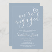 We zijn verloofd Verlovingsfeest Stofblauw Kaart (Voorkant / Achterkant)