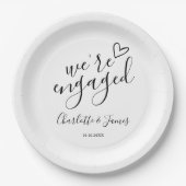 We zijn verloofd Verlovingsfeest Zwart en Wit Papieren Bordje (Voorkant)