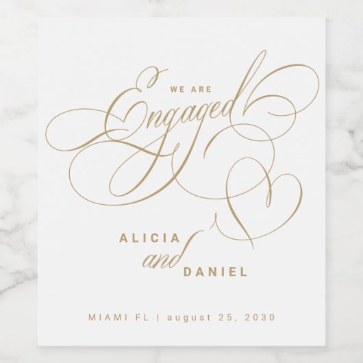 We zijn verloofd verlovingsfeestje wijn etiket (Enkel label)