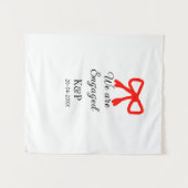 We zijn verloofd voeg naam letter rode strik moder wandkleed (Voorkant (horizontaal))