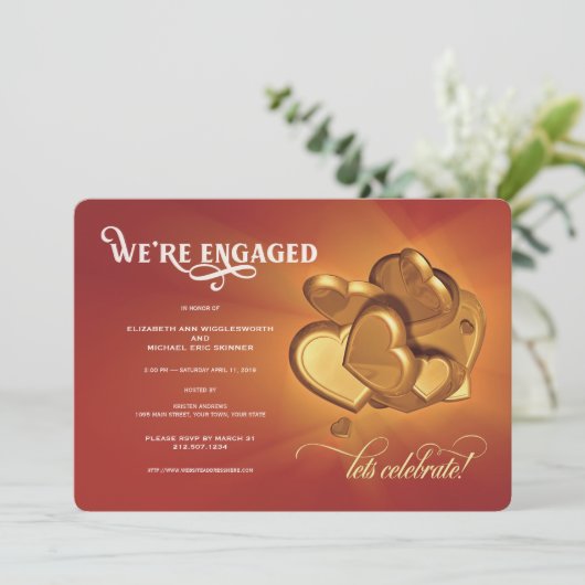 We zijn verloofde feestuitnodiging aankondiging (Staand voorkant)