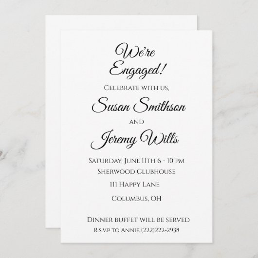 We zijn verloofde feestuitnodigingen elegant kaart (Voorkant / Achterkant)