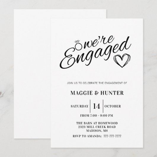 We zijn verloofde uitnodiging voor verlovingsfeest (Voorkant / Achterkant)