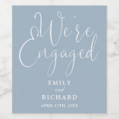 We zijn verlovingsfeest Dusty Blue Wijn Etiket (Enkel label)