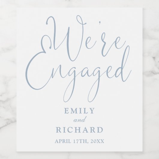 We zijn verlovingsfeest Dusty Blue Wijn Etiket (Enkel label)