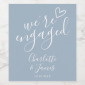 We zijn verlovingsfeest Dusty Blue Wijn Etiket (Enkel label)