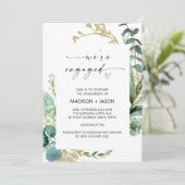 We zijn verlovingsfeest groen en goud kaart (Staand voorkant)