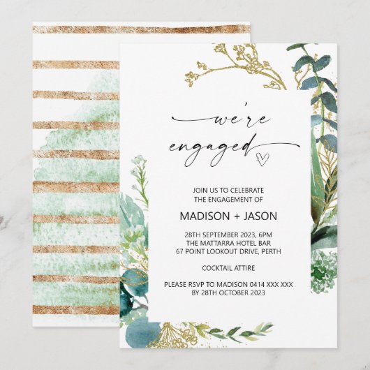 We zijn verlovingsfeest groen en goud kaart (Voorkant / Achterkant)