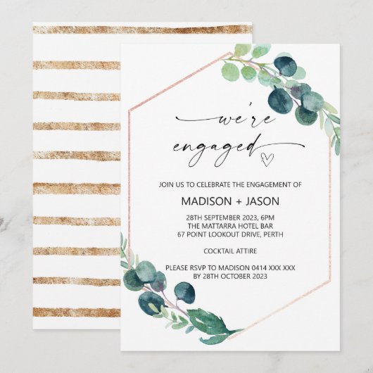 We zijn verlovingsfeest Groene Eucalyptus Kaart (Voorkant / Achterkant)