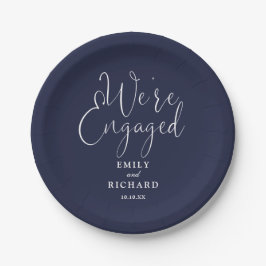 We zijn verlovingsfeest Navy Blue Papieren Bordje