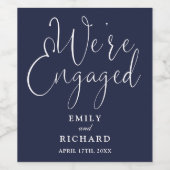 We zijn verlovingsfeest Navy Blue Wijn Etiket (Enkel label)