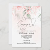 We zijn verlovingsfeest Pink Floral Gold Kaart (Voorkant)