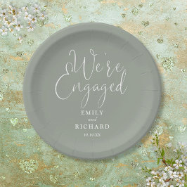 We zijn verlovingsfeest Sage Green Papieren Bordje