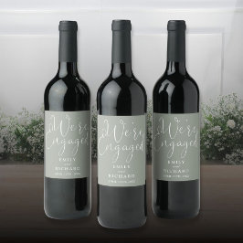 We zijn verlovingsfeest Sage Green Wijn Etiket