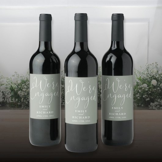 We zijn verlovingsfeest Sage Green Wijn Etiket