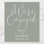 We zijn verlovingsfeest Sage Green Wijn Etiket (Enkel label)