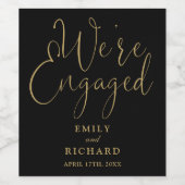 We zijn verlovingsfeest zwart en goud wijn etiket (Enkel label)