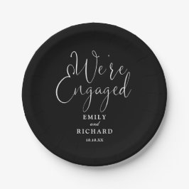 We zijn verlovingsfeest zwart op wit papieren bordje